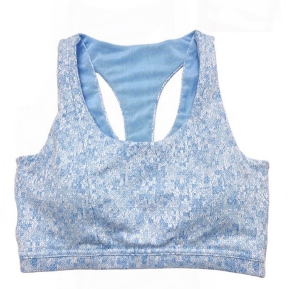 GYMSHARK Malibu Blue Marl Fleur Sports Bra in light Space Blue Size S - Picture 2 of 10